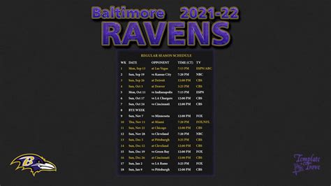 baltimore ravens football schedule 2021